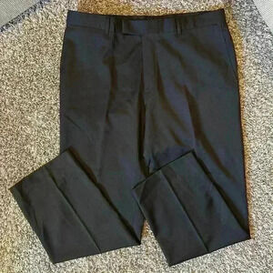 HUGO BOSS Mens 100% Virgin Wool Flat Front Dress Pants Size 44R Black